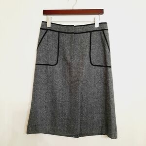 LOFT Charcoal A-Line Skirt with Black Trim